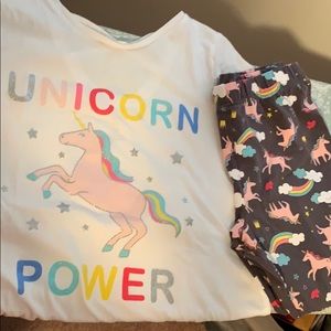 Girls unicorn shirt and pants outfit